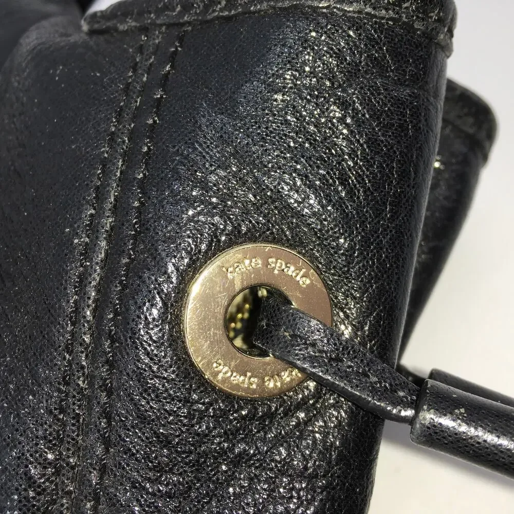 Kate Spade New York Berkshire Road Stevie Black Leather Hobo Satchel Purse Bag